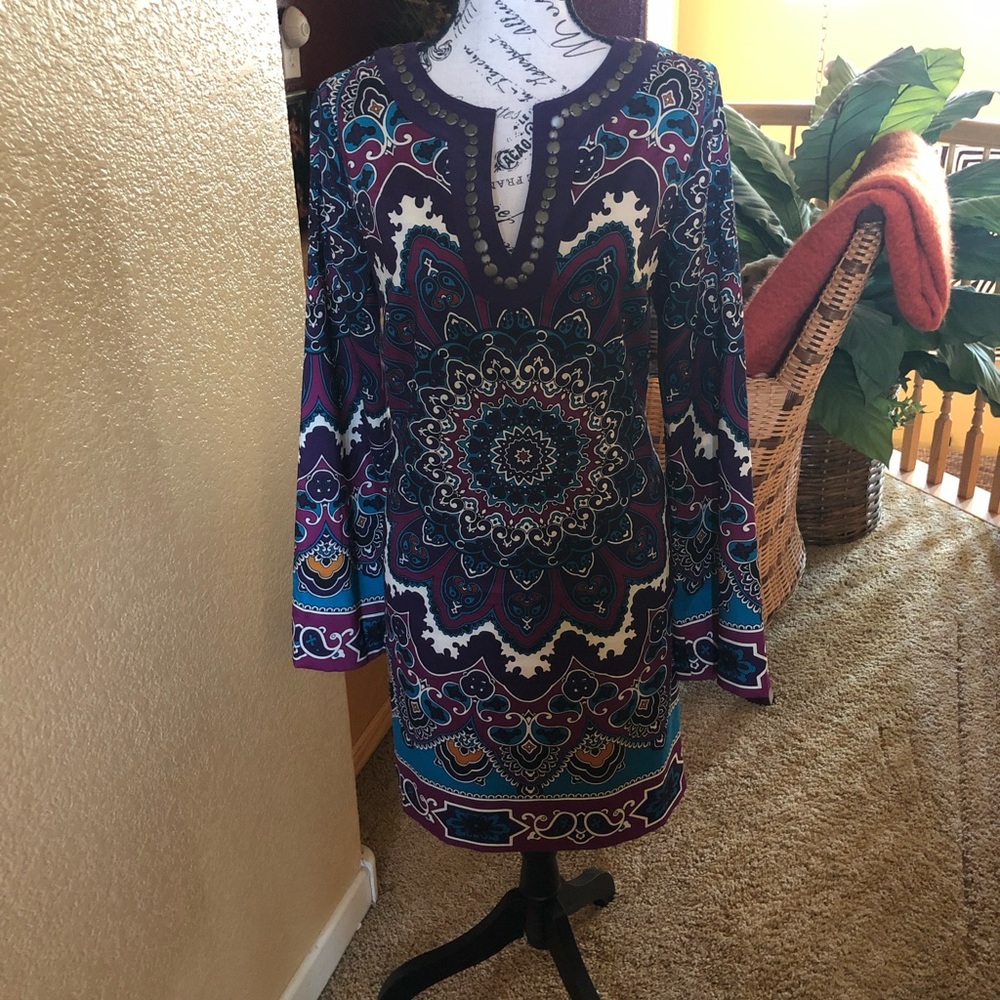 Preloved purple paisley Nicole Miller dress sz 10